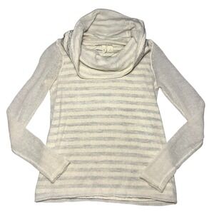 Moth Anthropologie Womens XS Alpaca Wool Blend Striped Cowl Neck Sweater Cream